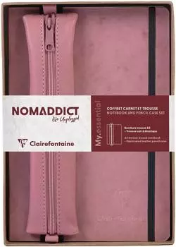 Quo Vadis Nomaddict Set Notizbuch My.Essential A5 liniert + Leder-Federmäppchen, rosa (793467C)