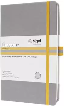 sigel Linescape Notizbuch A5 kariert, hellgrau, 88 Blatt (LS100)
