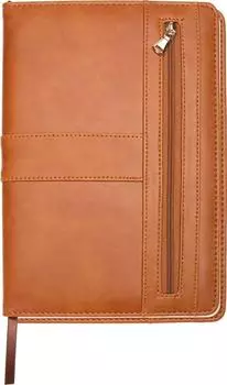 Tr&ouml;tsch Notizbuch mit Rei&szlig;verschluss, gepunktet, braun, 15x21cm