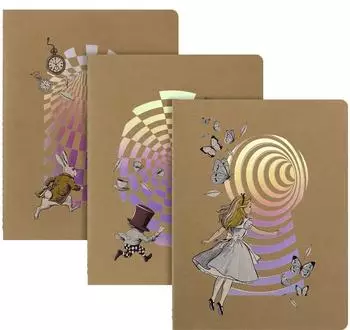 Moleskine Alice im Wunderland Cahier XL, liniert, weicher Einband, 3er-Set (LEALQP321BND)