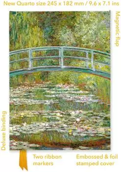BrownTrout &bdquo;Br&uuml;cke &uuml;ber einen Seerosenteich" Notizbuch im Quartformat mit Folienpr&auml;gung