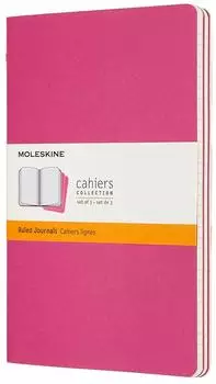 Moleskine Cahier Journal Large A5, liniert, kinetisches pink, 3er-Set