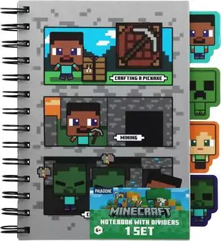 Paladone Minecraft Notizbuch A5 Spirale mit Trennblättern & Lineal