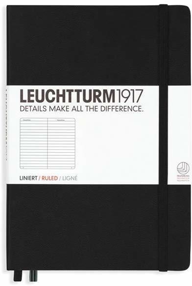 Leuchtturm1917 Notizbuch Medium Hardcover Liniert 249 nummerierte Seiten schwarz