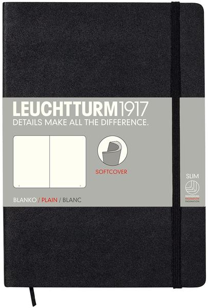 Leuchtturm1917 Notizbuch Medium Softcover Blanko 121 nummerierte Seiten schwarz