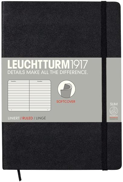 Leuchtturm1917 Notizbuch Medium Softcover Liniert 121 nummerierte Seiten schwarz