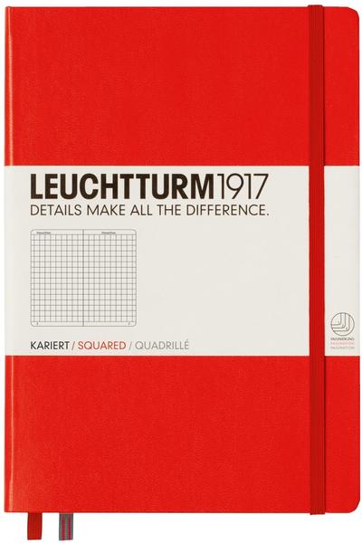Leuchtturm1917 Notizbuch Medium Hardcover A5 rot kariert