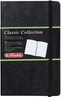 Herlitz Notizbuch Classic A6 96 Blatt blanko schwarz mit Leseband u.Falttasche