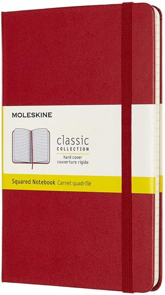 Moleskine Klassisches Notizbuch Medium Hardcover kariert 208 Seiten scharlachrot