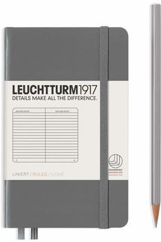 Leuchtturm1917 Notizbuch Pocket (A6) Hardcover Textileinband liniert 185 numerierte Seiten anthrazite