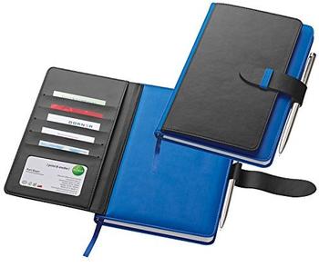 Macma Notizbuch mit Visitenkartenmappe aus PU DIN A5 256 Seiten blau (1031370458)