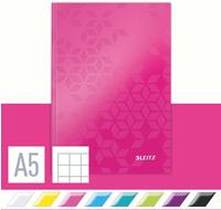 Leitz Notizbuch WOW, 46281023, pink, A5, Hardcover, mit laminiertem Kartoneinband, 80