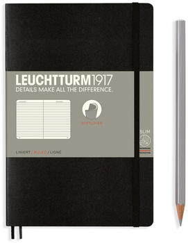 Leuchtturm1917 Paperback Softcover B6+ 123 nummerierte Seiten liniert Schwarz (358288)