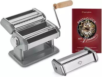 Springlane Nudelmaschine Nonna + Linguineaufsatz Grau
