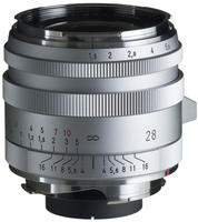 Voigtl&auml;nder BA381A, Voigtl&auml;nder Nokton 1,5/28 mm Type I VM, asph&auml;risch, silber,