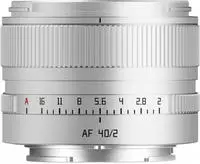 Ttartisan 4351143C, TTARTISAN AF 2,0/40 mm, Sony E-Mount Vollformat, silber, Objektiv