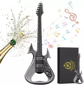 LuxusKollektion Flaschen&ouml;ffner E-Gitarren-Form, Metall, silber, mit Geschenkbox