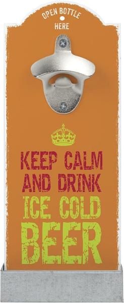 Contento Wandflaschenöffner Keep Calm AND Drink ICE Cold Beer orange