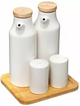 5five Seramik &Ouml;l/Essig/Pfeffer-Set, Keramik Wei&szlig; (JJ990)