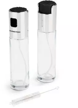 GOURMETmaxx Spr&uuml;hflaschen-Set Glas / Edelstahl f&uuml;r Essig & &Ouml;l 4 cm