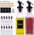 Relaxdays Öl-Spenderflasche aus Glas mit Ausgießer, 12er-Set, schwarz/transparent