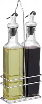 Relaxdays Essig- und &Ouml;lspender mit Ausgie&szlig;er, Glas, 2x250ml (10029996)
