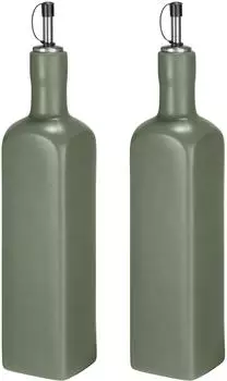 Schöner Wohnen Öl- und Essigspender-Set 2-Stück Olivia Edelstahl / Keramik 0.6L grün