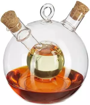 Relaxdays Essig- und Ölspender 2-in-1, transparent, 375ml