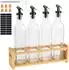 Relaxdays Öl- & Essigspender Glasflasche mit Bambusregal, 4er-Set (500ml)