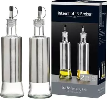 Ritzenhoff & Breker Basic Essig- & &Ouml;lflasche Set, 2-teilig, Glas, 320ml (823523)