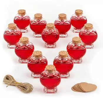 Relaxdays Glasflaschen Herzform 90ml, 12er-Set