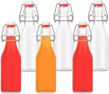 Relaxdays Glasflaschen 6er Set 250ml Bügelverschluss, transparent (10051252_8053)