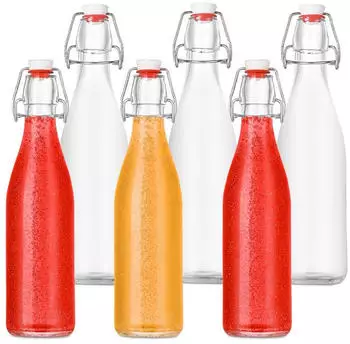 Relaxdays Glasflaschen mit B&uuml;gelverschluss, 500ml, 6er Set, transparent