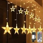 SALCAR 108er LED Lichtervorhang Sterne, 2x1M 12er Sternen Lichterkette Innen...