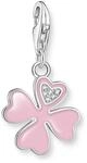 THOMAS SABO Charm-Anh&auml;nger pinkes Kleeblatt mit wei&szlig;en Steinen Silber 925