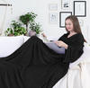 DecoKing Decke mit Ärmeln Geschenke für Frauen und Männer 150x180 cm Schwarz