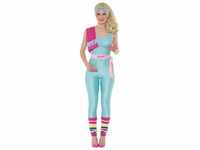 Smiffys Barbie Kostüm, Blau, mit Jumpsuit, Gürtel, Stirnband, Handtuch, Perücke