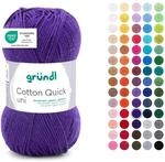 Gr&uuml;ndl Wolle Cotton Quick uni H&auml;kelgarn 1 Kn&auml;uel 50 g, Pflaume | d&uuml;nne...