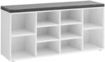 VASAGLE Schuhbank, 10 F&auml;cher, mit Polsterung, 30 x 104 x 48 cm | Schuhregal,