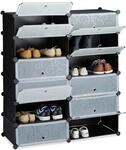 Relaxdays Schuhschrank Kunststoff, Schuhregal geschlossen, schwarz |...