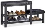 Relaxdays Schuhbank mit Fu&szlig;schemel, bequeme Sitzpolsterung, 2 Ebenen,...