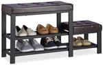 Relaxdays Schuhbank mit Hocker, gem&uuml;tliche Sitzpolster, 2 Ebenen, f&uuml;r Kinder,...