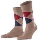 Burlington Herren Socken Edinburgh M SO Wolle gemustert 1 Paar, Braun (Pebble...