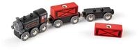 Hape Eisenbahn Frachtzug mit Dampflok - Spielset mit Lokomotive, Waggons,...