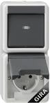Gira Kombischalter 417630 Aufputz Grau I Kombination Aus/Wechsel + SCHUKO...
