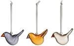 Iittala Mini-Glasv&ouml;gel Baumschmuck 3er Set aus mundgeblasenem Glas, Farb-Mix,...