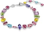 Swarovski Gema Armband, Rhodiniertes Damenarmband mit Bunten und Strahlenden Swarovski Gema Armband, Rhodiniertes Damenarmband mit Bunten und Strahlenden