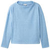 TOM TAILOR Damen Basic Sweatshirt mit Zopfstruktur, Clear Light Blue Melange, XS