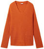 TOM TAILOR Damen 1039242 Basic Pullover mit V-Ausschnitt, 32403-gold Flame...