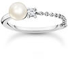 THOMAS SABO Damen Ring Perle mit weißem Stein Silber 925 Sterlingsilber